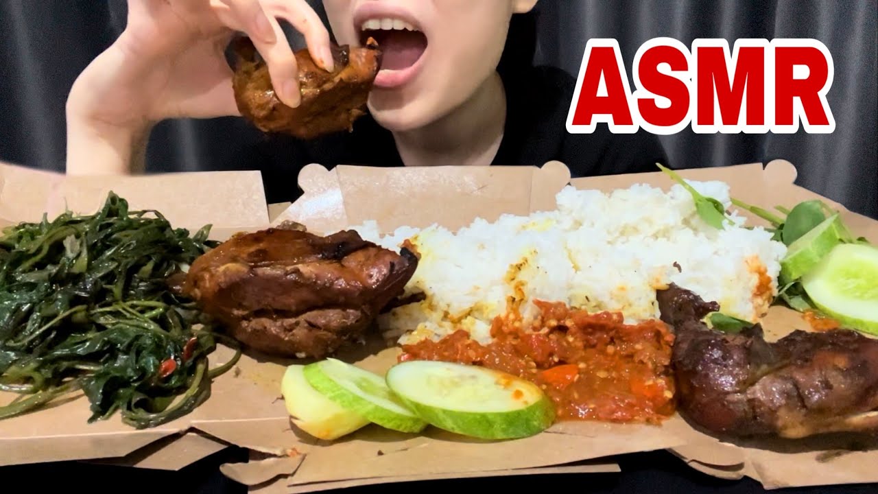 ASMR MUKBANG AYAM BAKAR SAMBAL TOMAT & CAH KANGKUNG