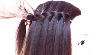 Most easy side waterfall hairstyle | Open hairstyle for girls