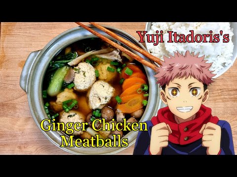 Yuji's Ginger Chicken Meatballs from Jujutsu Kaisen 🍲😈 #itadori #meatballs #jujutsukaisen #shorts