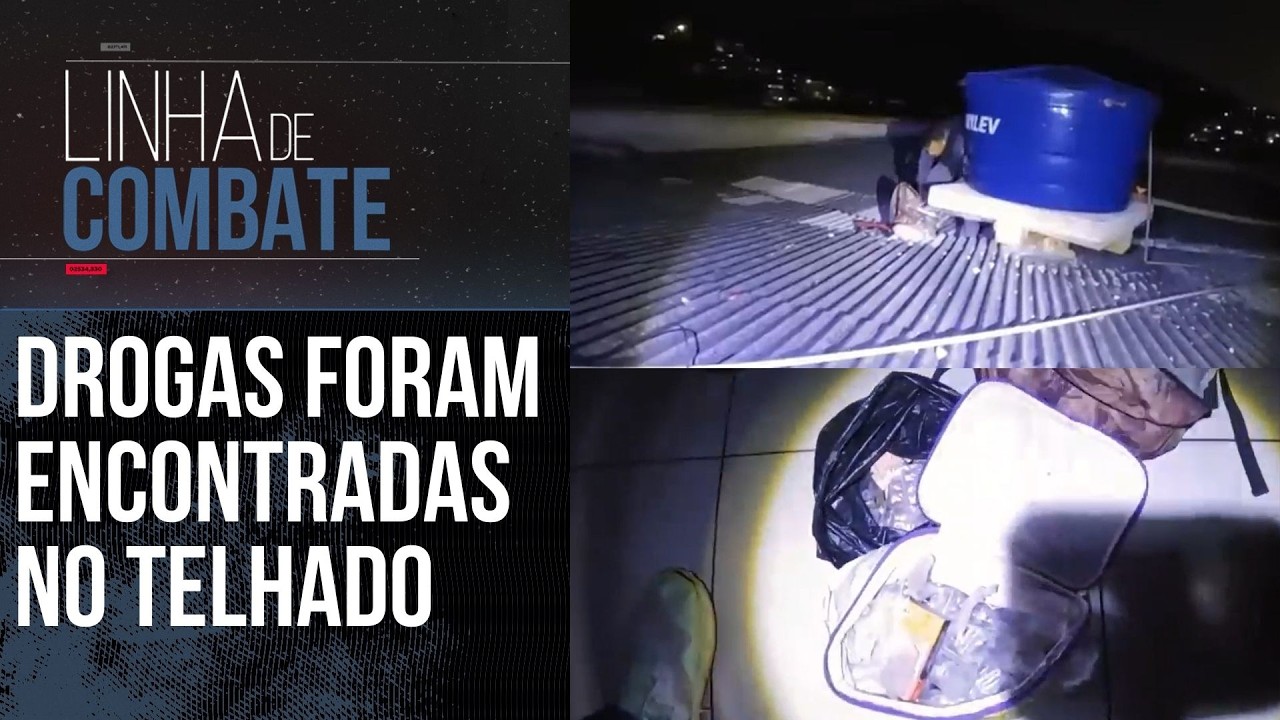 FORÇA TÁTICA ENCONTROU UMA ARMA E DROGAS ESCONDIDAS EM CIMA DE UM TELHADO | LINHA DE COMBATE