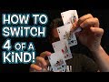 Amazing Magic Trick Revealed! 4 of a Kind Switch Flourish YOU CAN DO!!