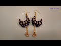 Chandrayaan Earrings/To the Moon &amp; back/Jewelry making with Bicone crystals/Aretes Tutorial Diy