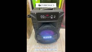 Zebronics  trolley dj speaker octane 100 Bluetooth remote, Wireless Mic￼ Cable 4.5 hours playback￼￼￼