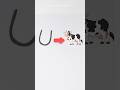 How to easy Draw a Cow from letter U 🐄 #shorts