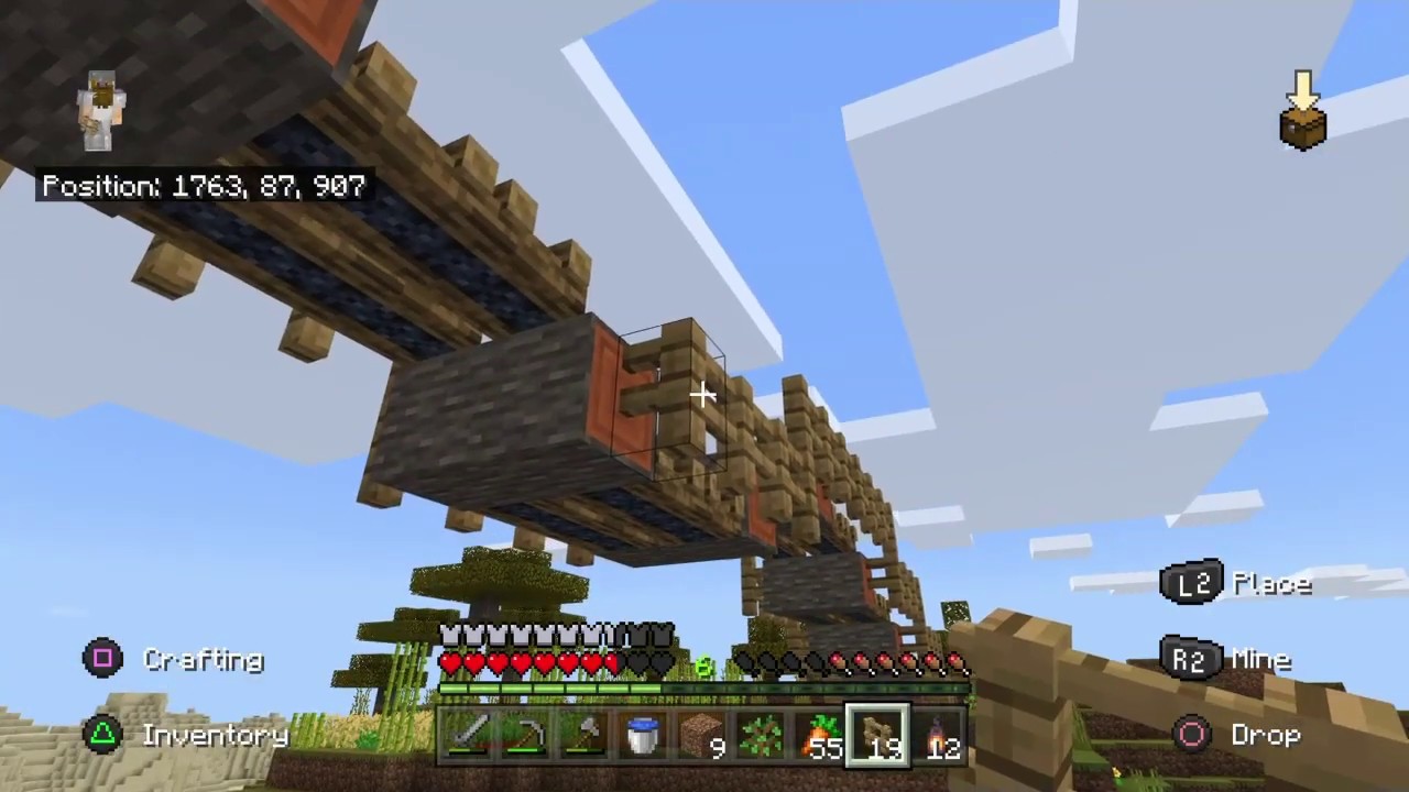 Minecraft ps4 bedrock series part 4 Building a rope bridge - YouTube
