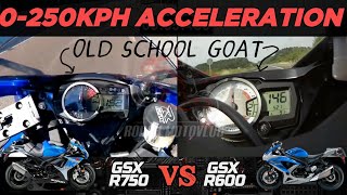 Suzuki GSX R750 🆚️ Suzuki GSX R600 K8 | 0-250kph Acceleration | Top Speed Attempt 🔥