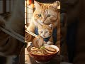 Momma Cat Sharing Her Food 🐱❤️ #cat #cute #cutecat #kitten