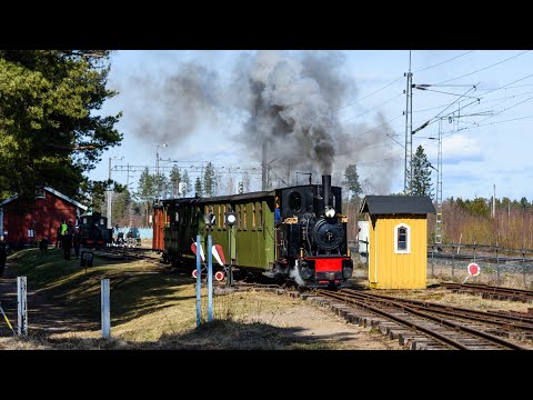 Junakuvat’s compilation records steam locomotives running on Nykarleby Jernväg on 1 May 2025. The video description identifies the line as a roughly two-kilometre, 600-millimetre narrow-gauge museum railway at Kovjoki and says all three working steam locomotives appear. It gives a direct sense of the sound and motion that a static railway display cannot offer. The footage documents one event day, not a permanent timetable; rides depend on volunteer operation and seasonal dates, so check the railway association’s current announcements before travelling.