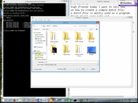 how to create a batch file using notepad