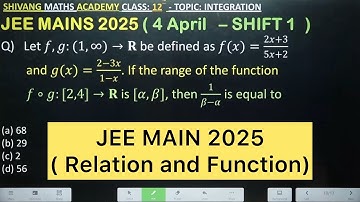 Let 𝑓,𝑔:(1,∞)→𝐑 be defined as 𝑓(𝑥)=(2𝑥+3)/(5𝑥+2) and 𝑔(𝑥)=(2−3𝑥)/(1−𝑥). If the range of the function