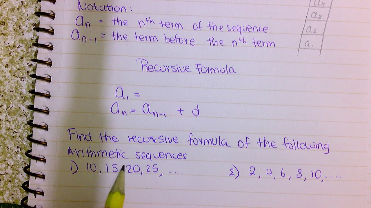 Arithmetic Sequence Recursive Formula - YouTube