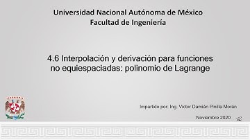 4.6 Interpolación y derivación de funciones tabulares no equiespaciadas: polinomio de Lagrange