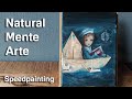 Step-by-Step Magical Surrealism: Child Sailing a Paper Boat in a Dreamlike Nocturnal Sea