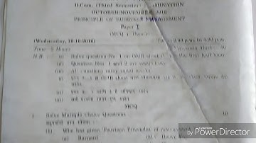 PRINCIPLE OF BUSINESSES MANAGEMENT Paper I B.Com SY ,(3rd Sem,) October November 2016