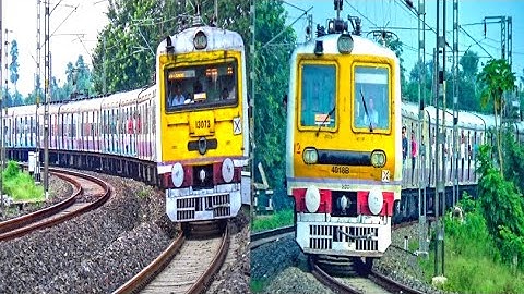 KATWA-HOWRAH GALLOPING EMU LOCAL TRAIN VS BANDEL-KATWA EMU LOCAL TRAIN CURVY ENTRY || INDIAN RAILWAY