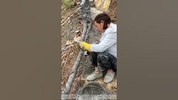 The process of manual construction of reinforced concrete railings #machine #bamboo1