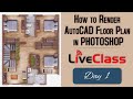 Day 1  photoshop architecture  how to render autocadpdf floor plan in photoshop
