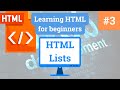 Learning HTML For Beginners | HTML Lists | HTML For Beginners