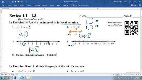 Algebra 2 Review 1.1-1.3 - #1-5
