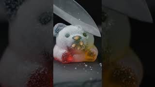 Color Gradient Frozen Gummy Bear Sliced in Slow Motion 🌈🧸 | Satisfying ASMR Cut  #satisfying #relax