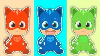 Five Little Babies with Colorful Catboy | Songs for children with PJ Masks | Learn Singing