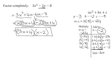 Factor the Trinomial 3x^2-2x-8 Where There is No GCF & the Leading Coefficient a=3