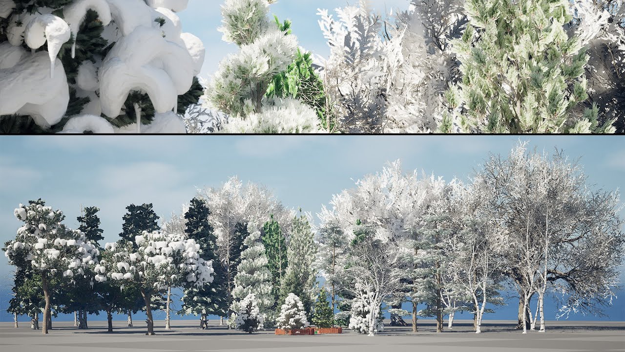 Snowy Trees Collection: 3D Animation in Unreal Engine - YouTube
