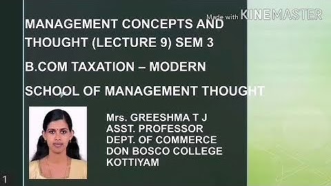 MANAGEMENT CONCEPTS AND THOUGHT LECTURE 9 SEM 3 B.COM TAXATION - BEHAVIOURAL SCIENCE APPROACH