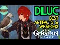 Gear Guide: Diluc Best Artifacts & Weapons Genshin Impact