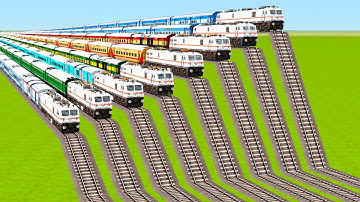 EIGHT SAME WAP 7 LOCOMOTIVE TRAINS FAST MOVING AT HIGH RISKY & HIGH RISKY RAILROAD|🔺 Train simulator