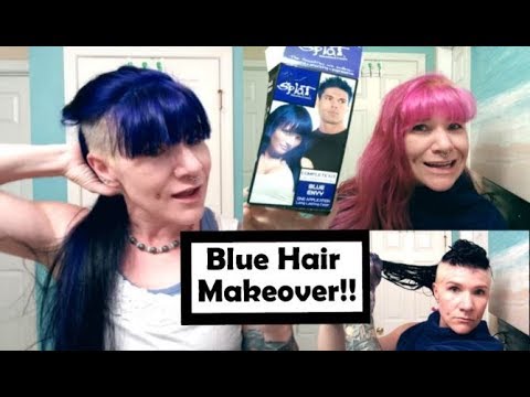 Splat Blue Envy Hair Dye Review Double Side Shave Blue Hair Makeover Youtube