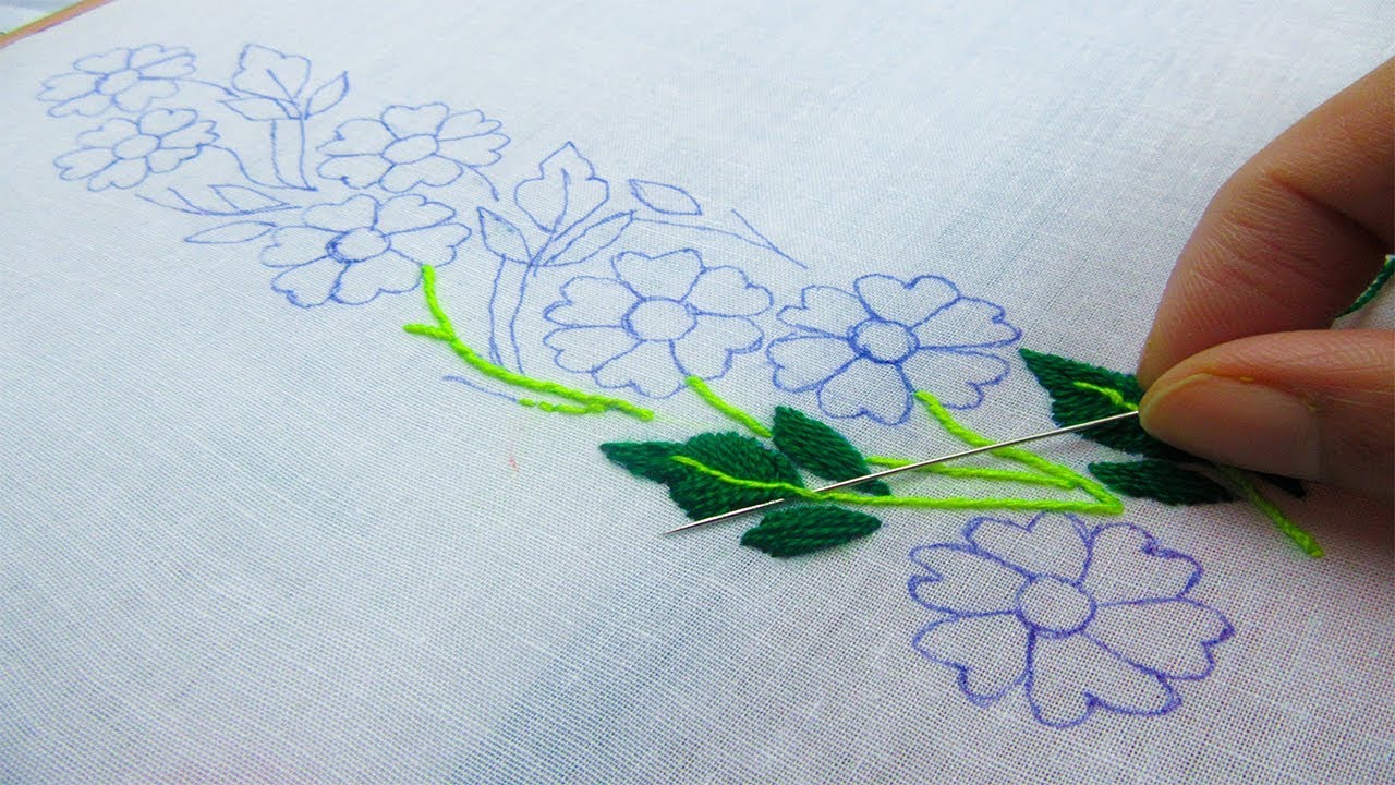 Hand Embroidery; Beautiful Border Line Design; Flower Embroidery ...