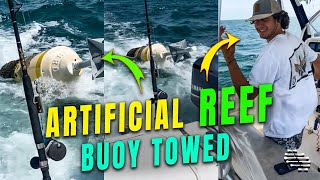 Boat Towing an Artificial Reef Buoy That Had Come Untethered from Its Mooring