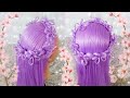 PEINADO ELEGANTE EN CORONA CON FLORES CON TU PROPIO CABELLO | PEINADOS FACILES Y RAPIDOS