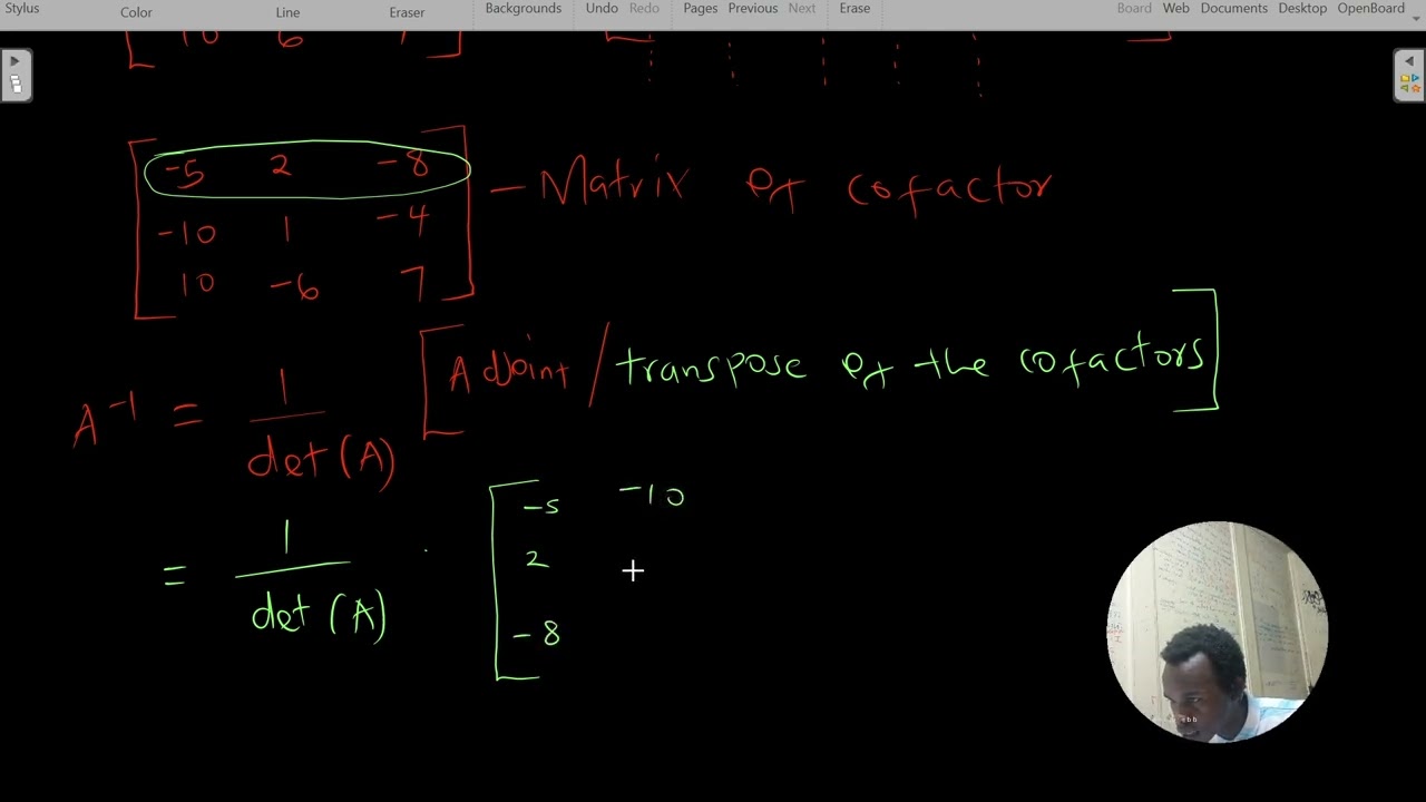 Inverse of a 3×3 matrix by cofactor expansion