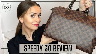 LOUIS VUITTON SPEEDY 30 DAMIER EBENE REVIEW + WHAT'S IN MY BAG