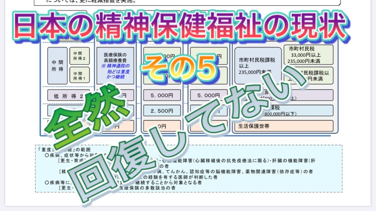 日本の精神保健福祉の現状 その⑤〜全然回復していない〜 YouTube