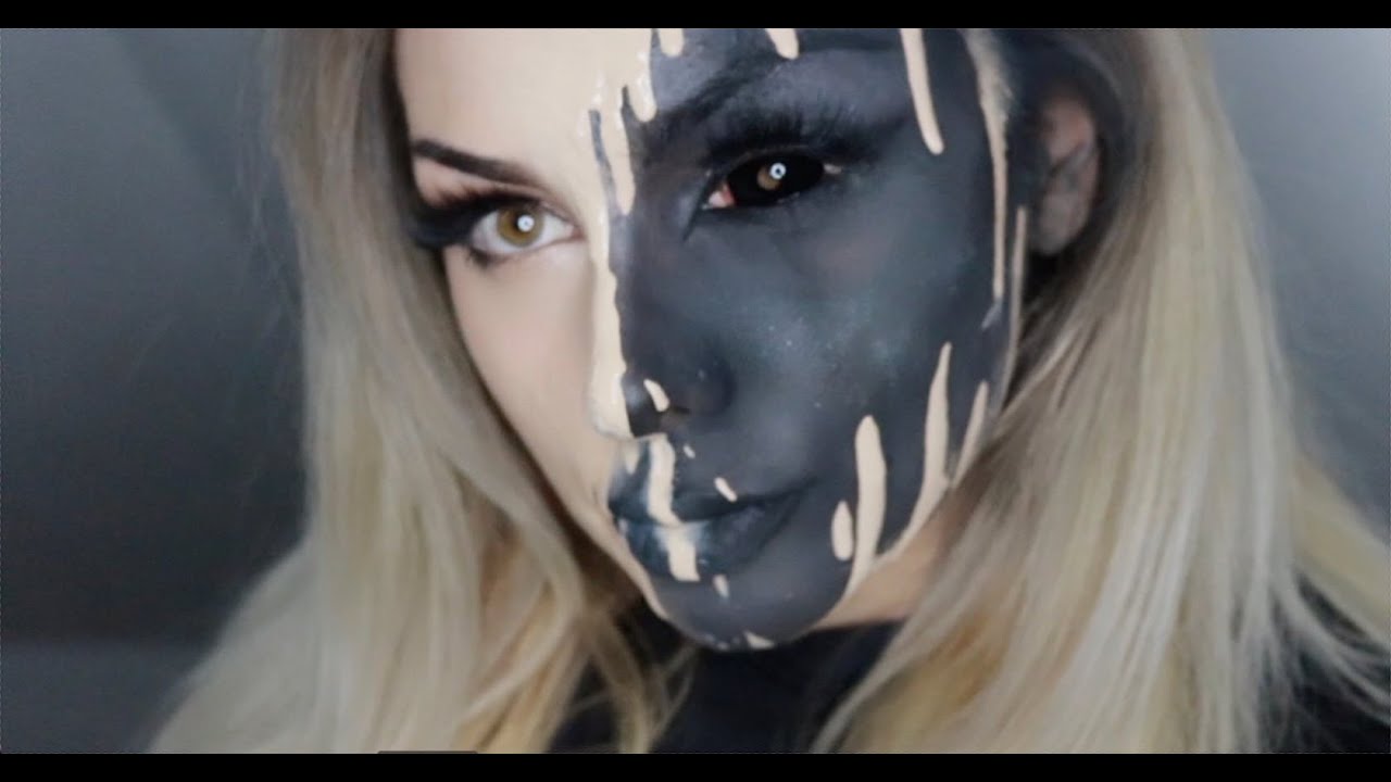 Half DEMON Makeup // HALLOWEEN Makeup YouTube