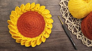 How to Make a Crochet Coaster with Sunflower Motif! | Ayçiçeği Motifli Tığ Altlığı