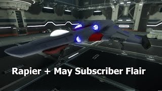 Star Citizen Rapier + May Subscriber Flair preview
a short preview of Mays Subscriber Flair and the rapier from the holoviewer fish event a little while back.
Music used: Mirrors edge OST - Kate ambient
Assets used: Latest Star citizen arena commander version. Star Citizen Rapier + May Subscriber Flair preview