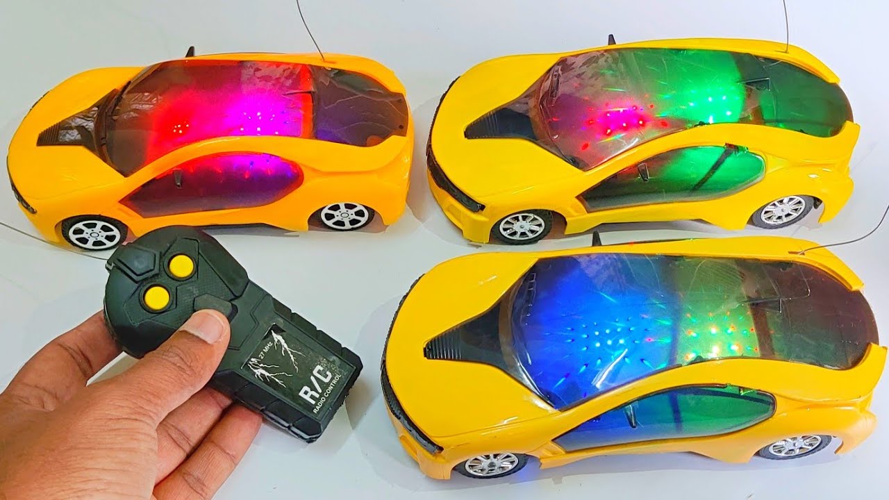 3 yellow rc cars 1 remote control gadi wala cartoon 3 rc cars 1