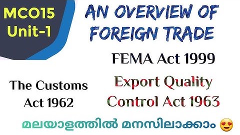 MCO O15 Unit-1| An Overview of Foreign Trade|India