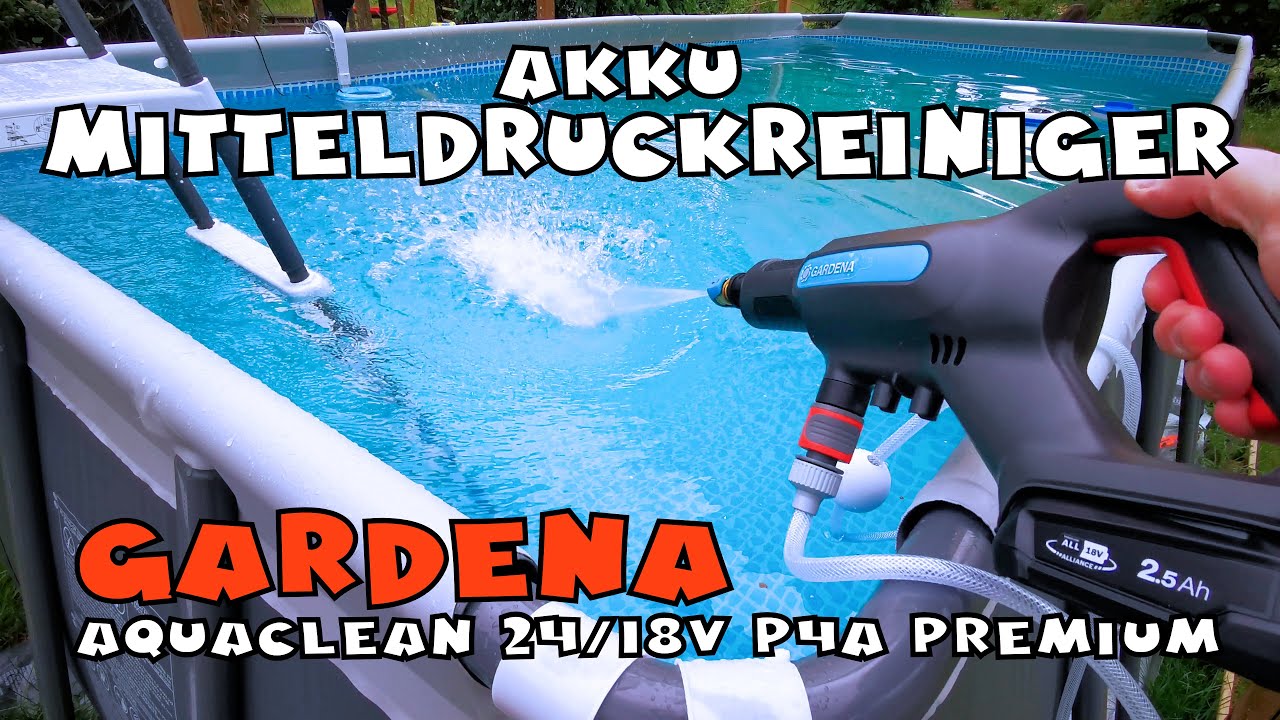 Gardena Akku-Mitteldruckreiniger AquaClean 24/18V P4A Premium - YouTube