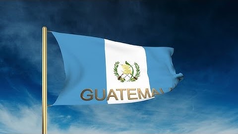 Guatemala Flag Slider Style With Title. Waving In The Wind With Cloud Background Stock Animation
