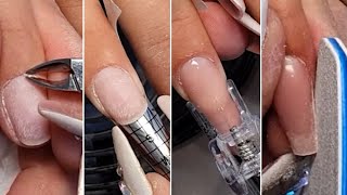Sculpted gel nail extensions on form. Step by step nail tutorial for beginners.
