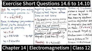 Exercise Short Questions 14.6 to 14.10 | Chapter 14 | Electromagnetism | Class 12 Physics