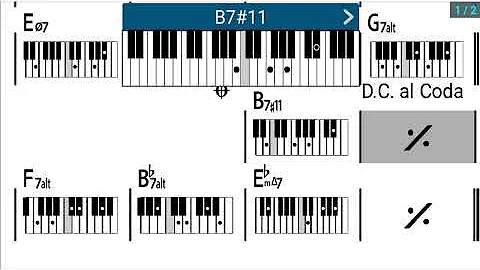 Jazz-Long Notes 80bpm C minor Piano chord training drums bass Track