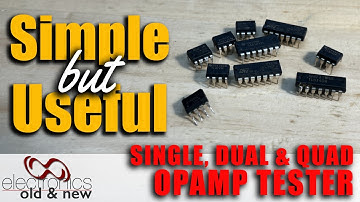 Op-amp testerontwerp voor single, dual en quad behuizingen. LED met dubbele polariteit als indica...