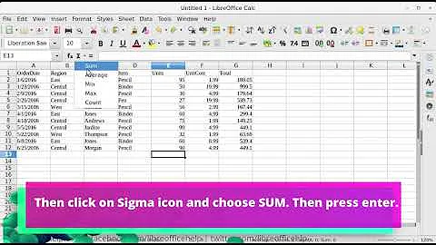 How to do AUTOSUM in LibreOffice Calc