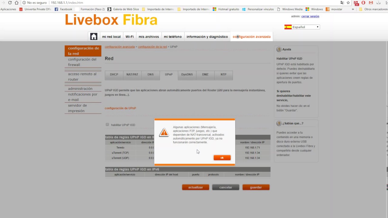 Copia de ROUTER LIVEBOX FIBRA DE JAZZTEL CON CONEXION CAMARA IP REMOTA